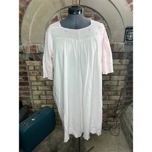 Norm thompson nightgown jersey knit pink floral  knee length
